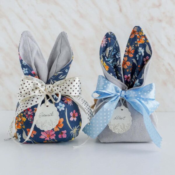 Personalized spring bunny fabric treat bag