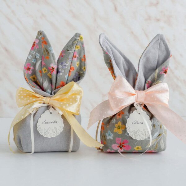 Personalized spring bunny fabric treat bag