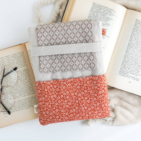 Terracotta floral book sleeve with flap, four sizes
